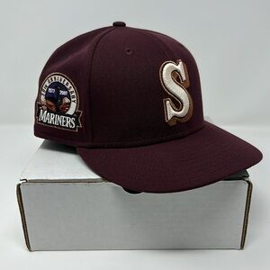 Hat Club Seattle Mariners Burgundy/Dark Maroon Fitted Hat Size 7 3/8
